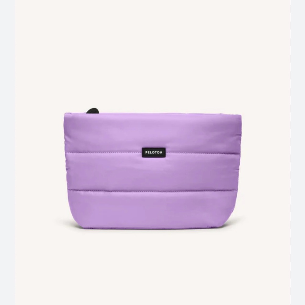 NWT Peloton studios unisex puffer travel pouch purple